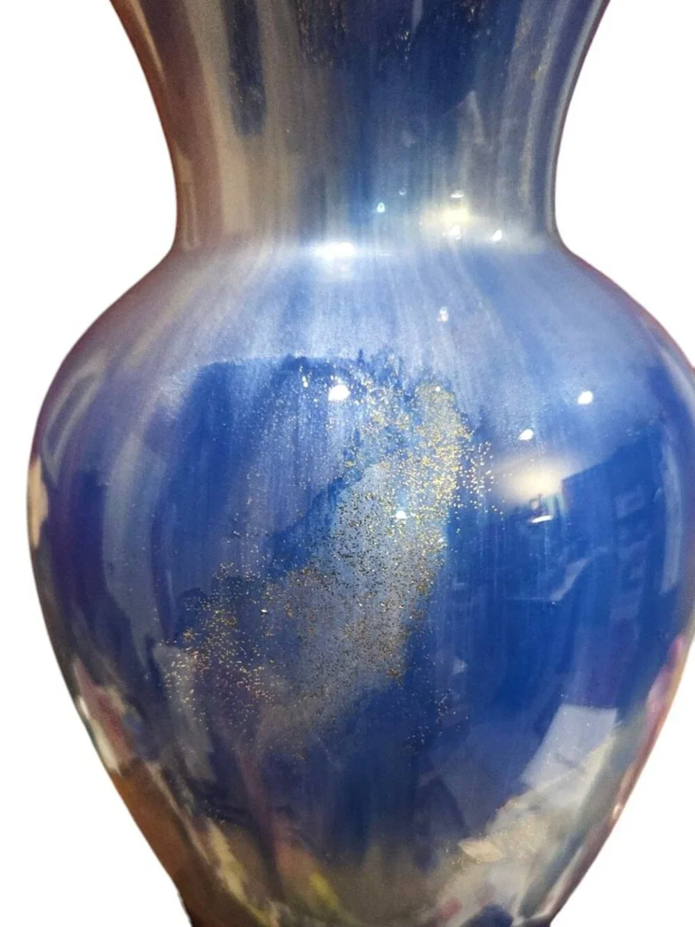 Fluid Art Acrylic Pour Glass Vase • Blue and Silver • Abstract Home Decor • OOAK